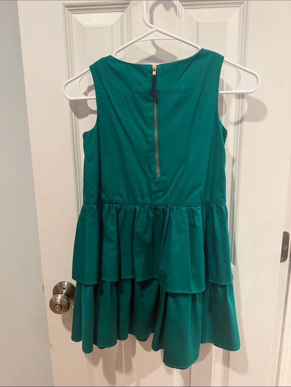Crewcuts J.Crew Emerald Green Cotton Sateen Tiered Dress Size 8